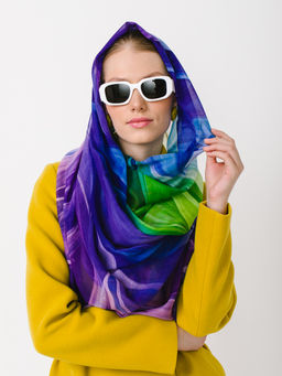 Большой мягкий очень нежный двусторонний палантин в стиле арт-деко