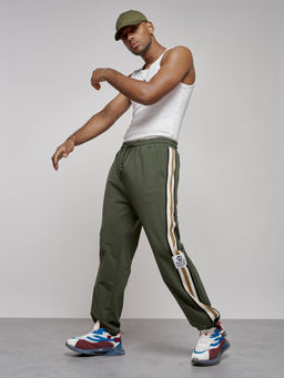 Широкие спортивные штаны трикотажные мужские цвета хаки 12903Kh - Mtforce фото 6