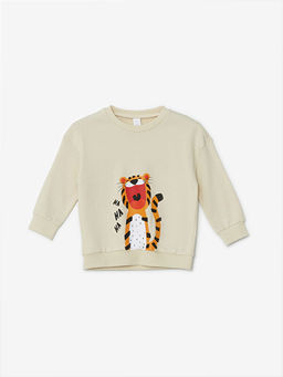 Bisiklet Yaka Uzun Kollu Bask?l? Erkek Bebek Sweatshirt