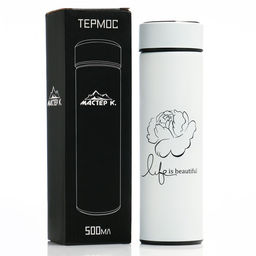 Термос Жизнь прекрасна, 500 мл, с ситечком, с датчиком температуры