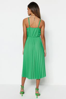 TRENDYOLMILLA Siyah Belden Ac?lanMidi Kruvaze Piliseli Ayarlanabilir Ask?l? Esnek Orme Elbise TWOSS20EL2729  фото 14