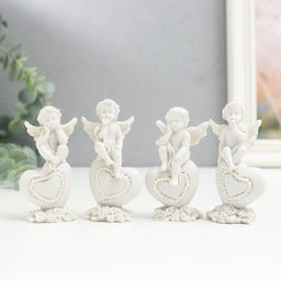 Фигурка полистоун «Ангелок на сердечке из страз», 9×4.3×3 см, МИКС