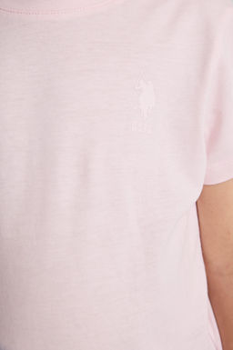 Erkek _ocuk A__k Pembe Bisiklet Yaka Basic Ti__rt