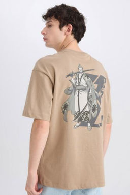 One Piece Boxy Fit Bisiklet Yaka S?rt Bask?l? K?sa Kollu Tisort