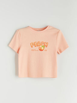 Bisiklet Yaka K?z ?ocuk Crop Ti??rt