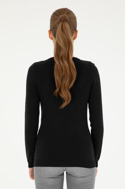 Женский черный базовый свитер с v-образным вырезом - U.s. polo assn фото 5