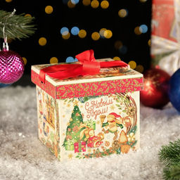 Цена за 5 шт. Коробка подарочная складная Хэппи Тайм 12,5 х 12,5 х 12 см