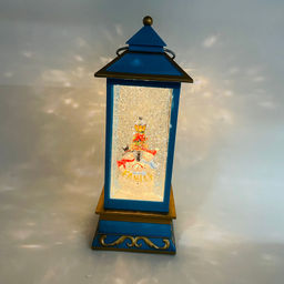 Новогодний декор Фонарь стекло - Семья снеговиков 27 см (арт. WDL-23028B)