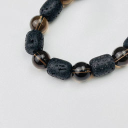 Браслет регулируемый из Лавы и Раухтопаза от 18 см