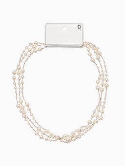 Бусы жемчужные, длинные, d=3.4, 5.6, 8.10, белые в золоте