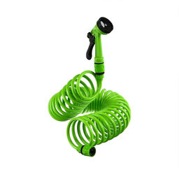 Шланг поливочный спиральный, 10 м, быстросъёмный, с поливочным пистолетом и штуцером, зелёный, Greengo  фото 4