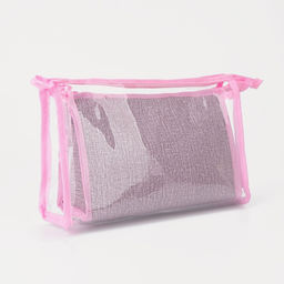 Набор косметичек 2 в 1 на молниях, цвет розовый