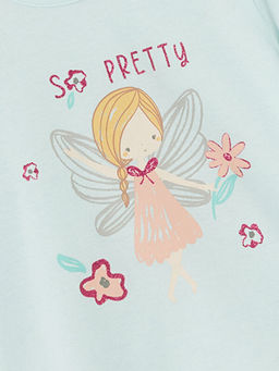 Bisiklet Yaka Bask?l? K?z Bebek Pijama ?st