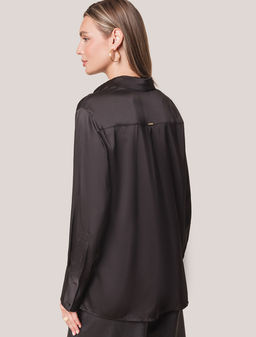 Блузка Vilatte D29.275 сатин чёрный  фото 4