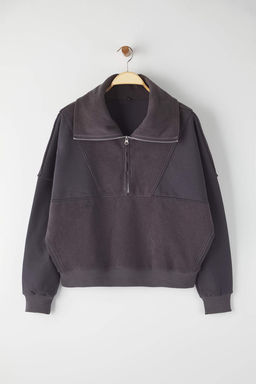 Antrasit Regular/Normal Kal?p Polar Fermuarl? Cep Detayl? Kal?n Orme Sweatshirt TWOAW26SW00009 - Trendyolmilla фото 5