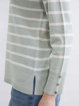 Bisiklet Yaka ?izgili Kad?n Triko Kazak