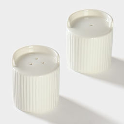 Набор для специй BellaTenero «Эстет. Грани», солонка, перечница 100 мл, на бамбуковой подставке, фарфор, белый