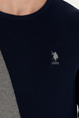 Свитер U.S. Polo Assn мужской серый меланжевый хлопок  фото 7