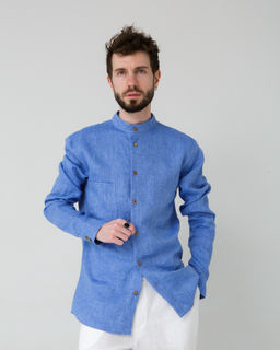 Рубашка льняная меланж 26009