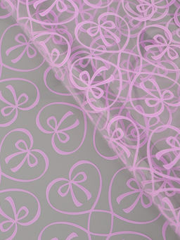 Плёнка для цветов «Бантики», прозрачная/светло- сиреневая, 0.6×9.3±5% м, 40 мкм, 200 г