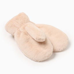 Варежки женские MINAKU пушистые, размер 26 см, бежевые