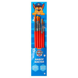 Набор кистей Синтетика 5шт (кр №1,3,5; пл: №6,8), Paw Patrol