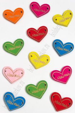 Бирки из фанеры Hand made 29*23 мм "Сердце" (30 шт) SF-2219, ассорти