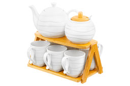 Набор - чайник + сахарница + 6 кружек Айсберг волны на бамбуковой подставке - Elan gallery фото 13