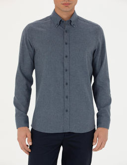 Рубашка Pierre Cardin Regular Fit темно-синяя с длинным рукавом