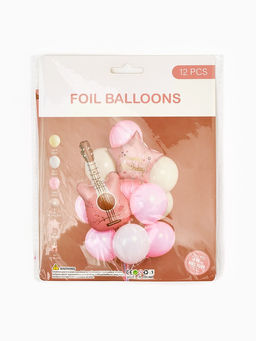Воздушные шары "Розовая гитара" фольга, латекс, набор 12 штук