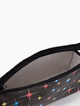 Косметичка на молнии, треугольная, маленькая, с рисунком «Мерцание» чёрный