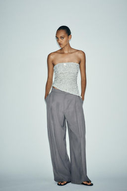 SEQUINNED BANDEAU TOP