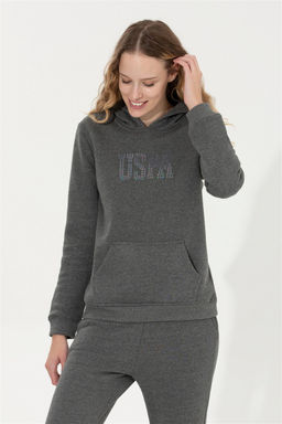 Женский базовый свитшот антрацитового меланжа Неожиданная скидка в корзине - U.s. polo assn фото 2