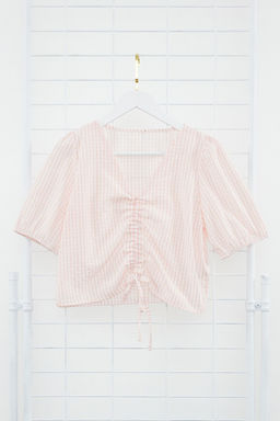 Pudra Buzgulu Potikare Crop Dokuma Bluz TWOSS24BZ00643