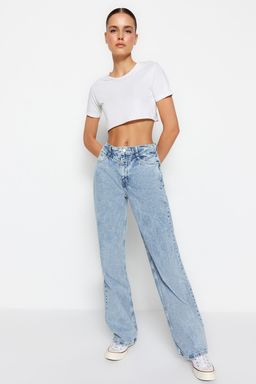 Siyah Yuksek Bel Wide Leg Jeans TWOSS21JE0385 - Trendyolmilla фото 19