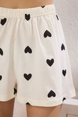 Trendyolmilla Ekru-Cok Renkli %100 Pamuklu Kalpli Sortlu Orme Pijama Tak?m? THMSS21PT0756 фото 50