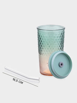 Стакан «Спектр», 500 мл, 8×16 см, с трубочкой, силиконовая крышка, стекло, зелёный