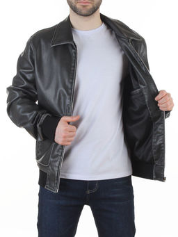 258209846 DK. GRAY Куртка мужская демисезонная (эко-кожа)