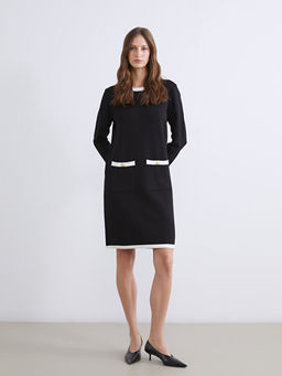 Bisiklet Yaka Triko Elbise