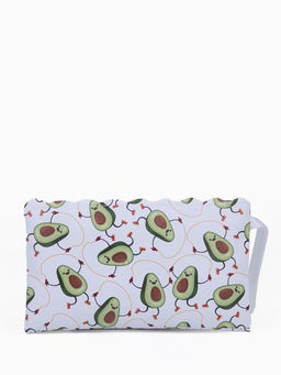 Цена за 3 шт. Косметичка-пенал на молнии, плоская, с ручкой, с рисунком «Авокадо», белая