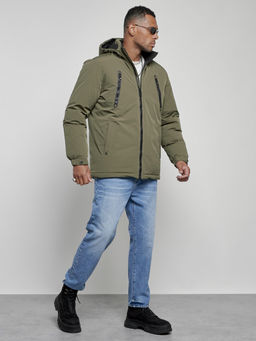 Куртка спортивная мужская зимняя с капюшоном цвета хаки 8360Kh - Wonderrman фото 4