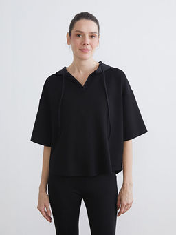 D?z K?sa Kollu Kad?n Hoodie