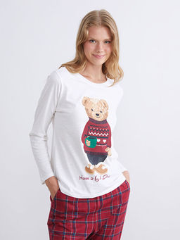 Ay? Teddy Bask?l? Kad?n Pijama Tak?m? Anne K?z Kombini