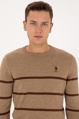 Erkek Slim Fit Bisiklet Yaka Haki Kazak - U.s. polo assn фото 2