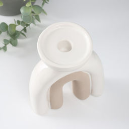 Подсвечник керамика на 1 свечу «Медуза», песочно-белый, 13.5×8.7×18 см