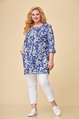 Жакет БелЭльСтиль 756 сине-белые цветы