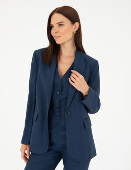 Lacivert Regular Fit Keten Ceket - Pierre cardin фото 3