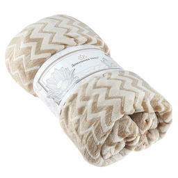 Плед/покрывало 100х150см "Гирвас", велсофт "Volna" набивной, тиснение зигзаг, полиэстер 100%, плотность 270г/м2, упаковка: 16х33см пояс бумажный, "Домашняя мода" (Россия)