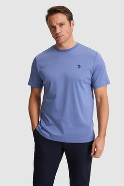 Erkek _ndigo Regular Fit Bisiklet Yaka Basic Ti__rt