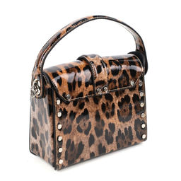 Маленькая женская кожаная леопардовая каркасная сумка с одной ручкой 0168-10 - Cidirro фото 4